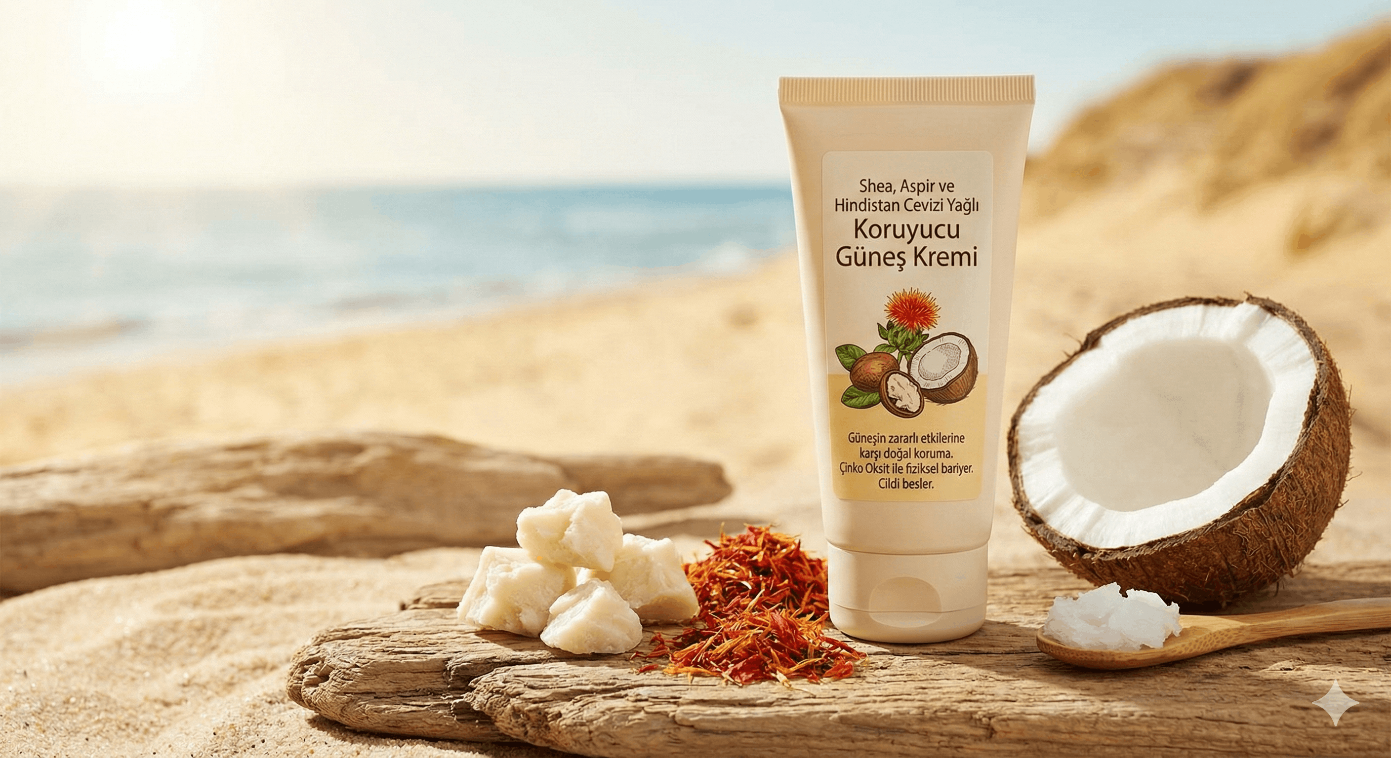 Shea, Aspir ve Hindistan Cevizi Yağlı Koruyucu Güneş Kremi